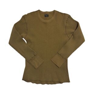 Homespun Long Sleeve Waffle Thermal Tee‎ In Tan Brown Size Small